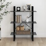 vidaXL Bibliothèque à 3 niveaux Gris 80x30x105 cm Bois de pin massif