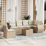 vidaXL Salon de jardin avec coussins 7 Pièces beige résine tressée