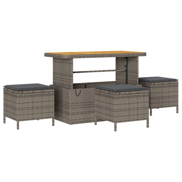 Ensemble de Canapé de Jardin de 10 Pièces avec Coussins Gris Poly Rattan Acacia