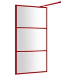 vidaXL Paroi de douche avec verre ESG transparent rouge 100x195 cm