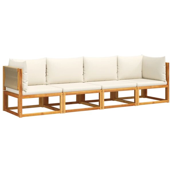 vidaXL Salon de jardin avec coussins 4 Pièces bois d'acacia massif