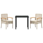 vidaXL Ensemble de Salle à Manger de Jardin de 3 Pièces avec Coussins Beige Rattan Synthétique