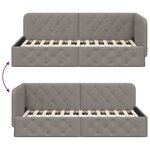 vidaXL Cadre de lit d'angle avec tête de lit Taupe 90 x 200 cm tissu