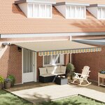 vidaXL Auvent Rétractable Vert et jaune 450 ×350 cm tissu