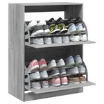 vidaXL Armoire à chaussures 2 tiroirs rabattables sonoma gris