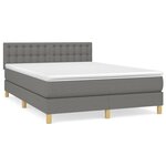 vidaXL Sommier à lattes de lit avec matelas Gris foncé 140x190cm Tissu