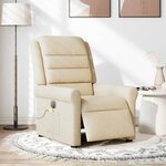 vidaXL Fauteuil inclinable de massage électrique crème tissu