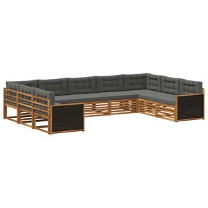 vidaXL Ensemble de canapés d'extérieur 9 pc Naturel et Anthracite