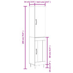 vidaXL Buffet haut Gris béton 34 5x34x180 cm Bois d'ingénierie