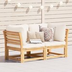 vidaXL Canapé de jardin avec coussins 2 places bois massif d'acacia