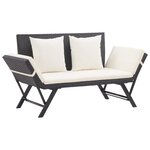 vidaXL Banc de jardin avec coussins 176 cm Noir Résine tressée