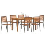 vidaXL Ensemble de salle à manger pour jardin 7 Pièces Gris