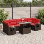 vidaXL Salon de jardin avec coussins 8 Pièces marron résine tressée acacia