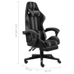 vidaXL Fauteuil de jeux vidéo avec repose-pied Noir et gris Similicuir
