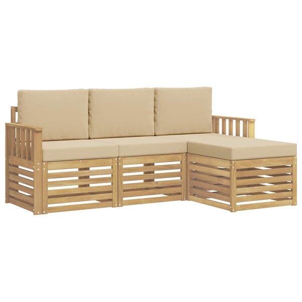 vidaXL Ensemble de canapés d'extérieur 4 Pièces Blanc et Beige