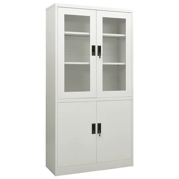 Armoire de bureau design moderne idéale rangement dossiers 90 x 40 x 180 cm en acier gris clair 02_0046807