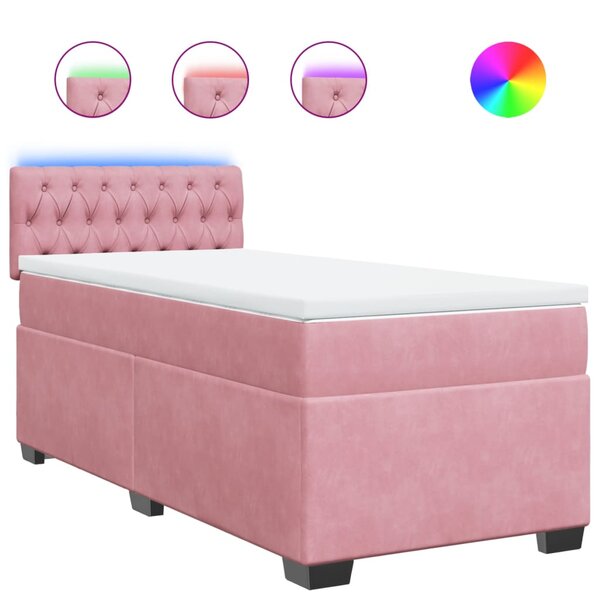 vidaXL Sommier à lattes de lit avec matelas Rose 90x190 cm Velours