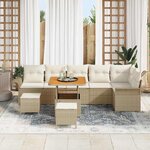 vidaXL Ensemble de canapé de jardin avec coussin 9 Pièces Beige et crème