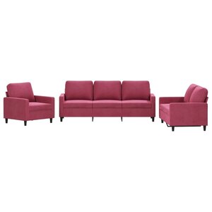 vidaXL Ensemble de canapés 3 Pièces avec coussins Rouge bordeaux Velours
