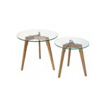 2 Tables basses rondes en verre