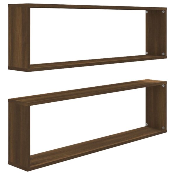 vidaXL Étagères murales cube 2 Pièces Chêne marron 100x15x30 cm Bois