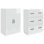 vidaXL Ensemble de Meubles 2 Pièces Blanc brillant 66 x 34 5 x 87 cm