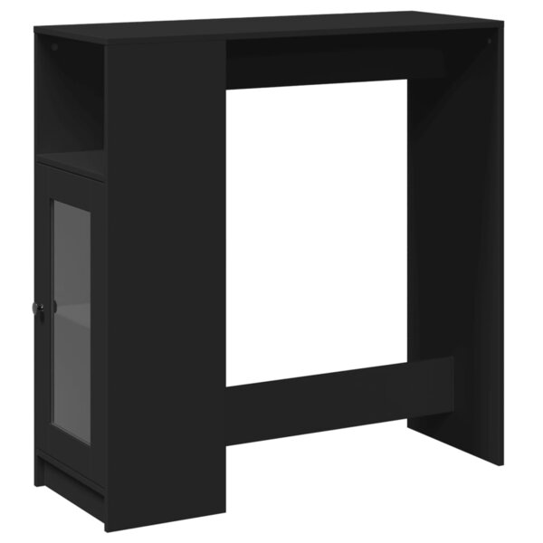 vidaXL Table de bar avec étagères noir bois d'ingénierie