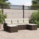 vidaXL Salon de jardin avec coussins 6 Pièces marron résine tressée