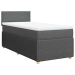 vidaXL Sommier à lattes de lit avec matelas Gris foncé 90x200 cm Tissu