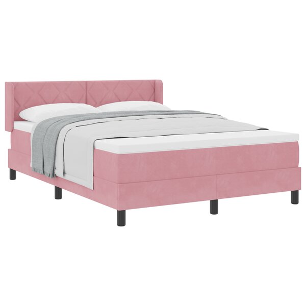Lit à ressort avec matelas vidaXL Rose 140x200 cm Velours