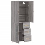 vidaXL Buffet haut Sonoma gris 69 5x34x180 cm Bois d'ingénierie