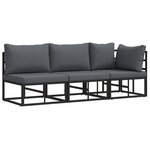 vidaXL Mobilier de jardin avec coussin 3 Pièces Noir Aluminium