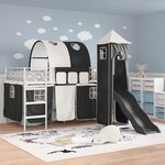 vidaXL Lit mezzanine pour enfants Blanc et Noir 107 x 200 cm Métал