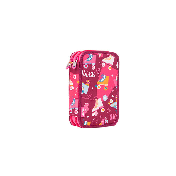 Plumier 2 compartiments avec contenu série spéciale Roller  rose