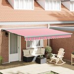 vidaXL Auvent rétractable automatique rayé rouge et blanc 400x300 cm