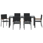 vidaXL Ensemble de jardin 7 pièces Noir Poly Rattan