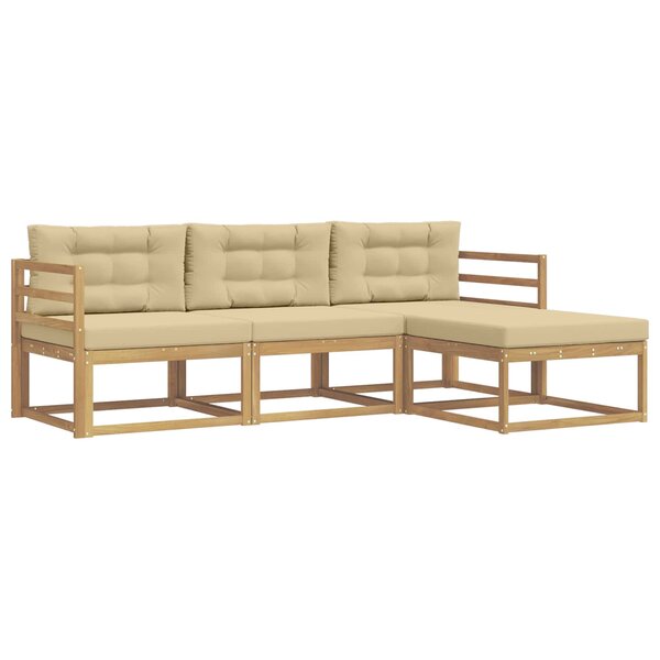 vidaXL Ensemble de canapés d'extérieur 4 Pièces Blanc et Beige Polyester