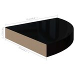 vidaXL Étagères d'angle flottantes 4 Pièces noir brillant 25x25x3 8cm MDF