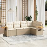 vidaXL Salon de jardin avec coussins 5 Pièces beige résine tressée