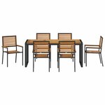 vidaXL Ensemble de salle à manger pour jardin 7 Pièces Noir et Marron
