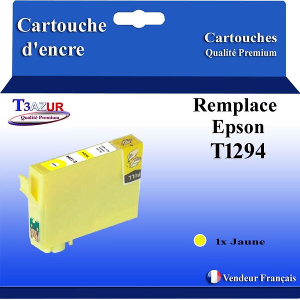 T3AZUR- Cartouche Compatible avec Epson T1294 remplace Epson Stylus Office BX525WD BX535WD BX620FWD BX625FWD BX625FWD Jaune