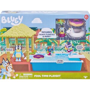 Moose Toys 13065 - Jeu de piscine Bluey avec figurine Bluey  anneau de natation