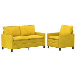 vidaXL Ensemble de Canapés 2 Pièces Jaune Velours