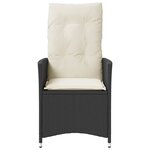 vidaXL Chaise inclinable de jardin avec coussins noir résine tressée