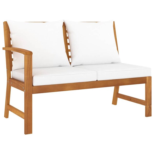 vidaXL Banc de jardin 114 5 cm avec coussin crème Bois solide d'acacia