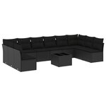 vidaXL Salon de jardin 11 Pièces avec coussins noir résine tressée
