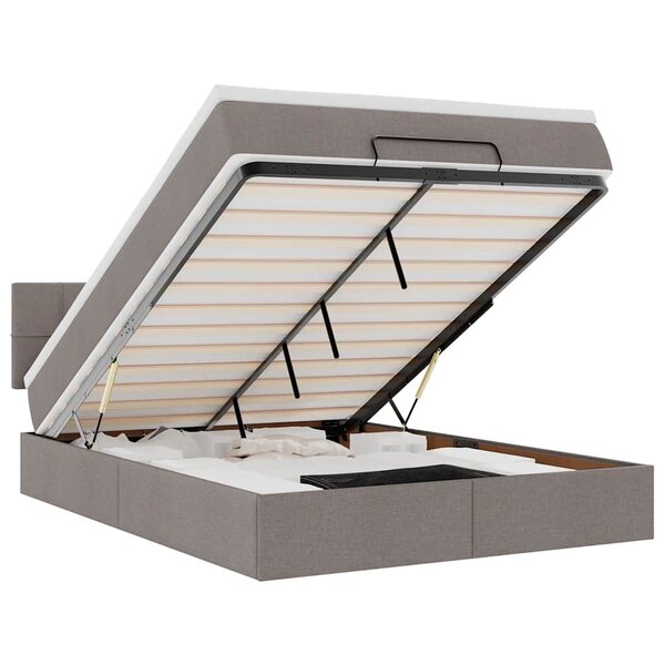 vidaXL Lit ottoman avec matelas taupe 140x200 cm tissu