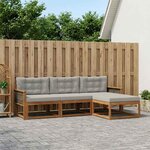 vidaXL Ensemble de canapés d'extérieur 4 pc Naturel et Gris clair