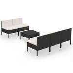 vidaXL Salon de jardin 6 Pièces avec coussins Résine tressée Noir