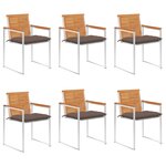 vidaXL Chaises de jardin lot de 6 avec coussins Bois d'acacia solide